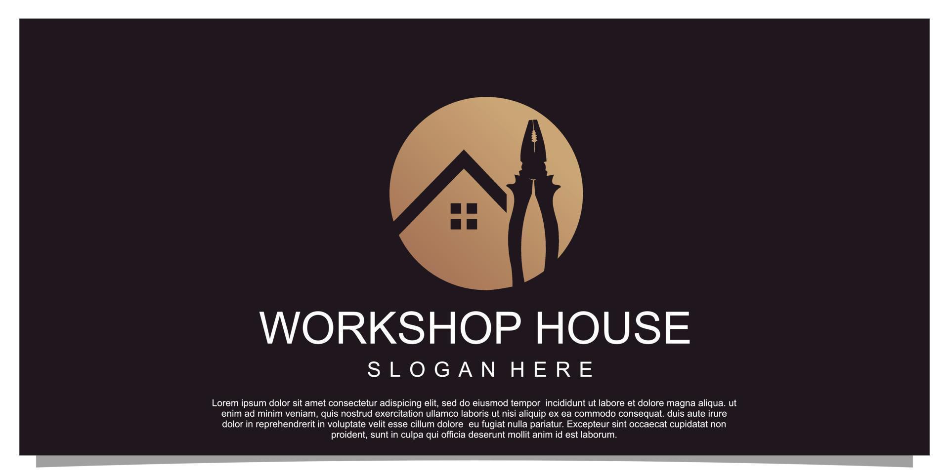 Workshop house and building concept logo design home building construction Premium Vector Part 1