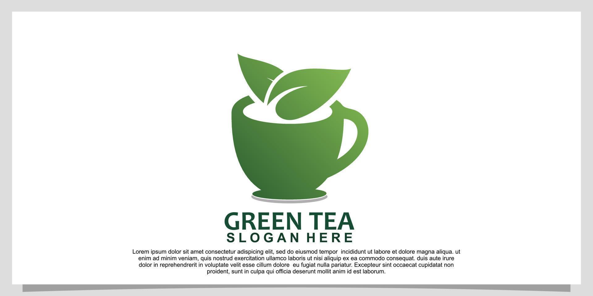 Green tea logo design and inspiration isolated on white background Premium Vector Part 1