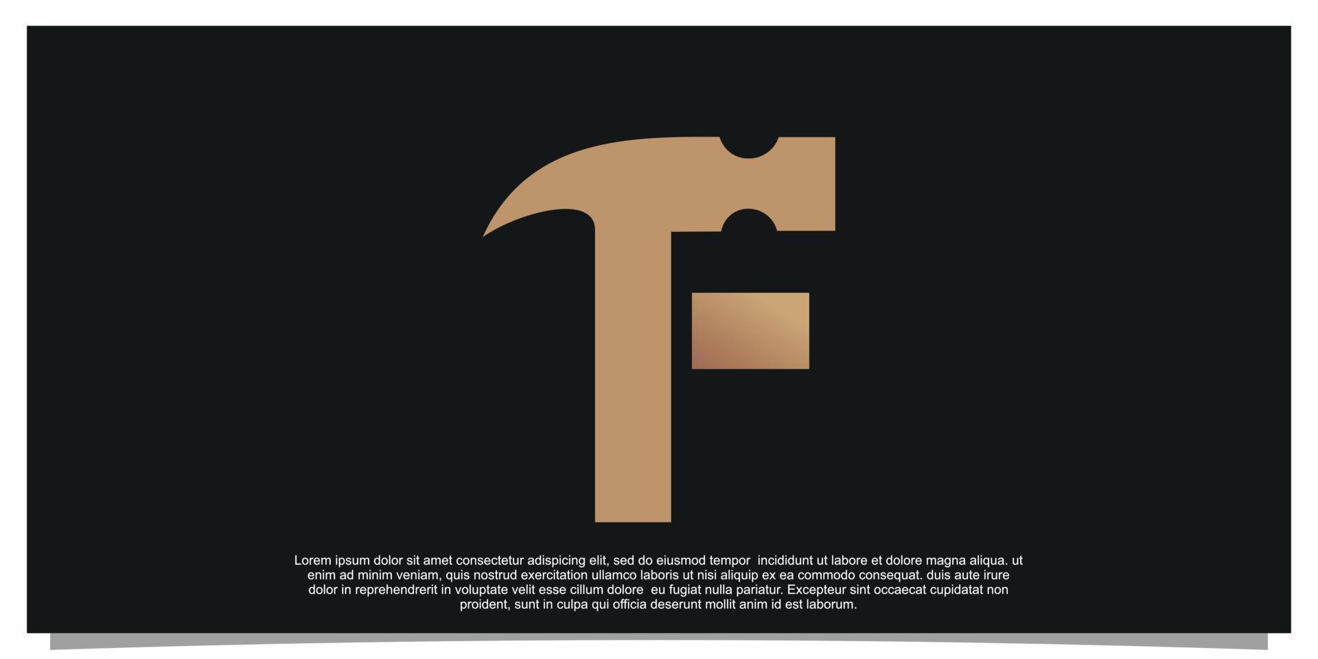 Creative initial letter F with hammer logo design unique concept Premium Vector