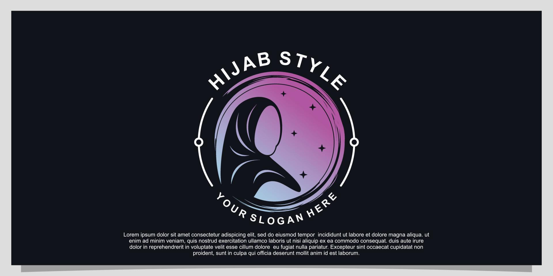 diseño de logotipo de estilo hijab para hijab o bufanda fashion muslimah con concepto único premium vector parte 7