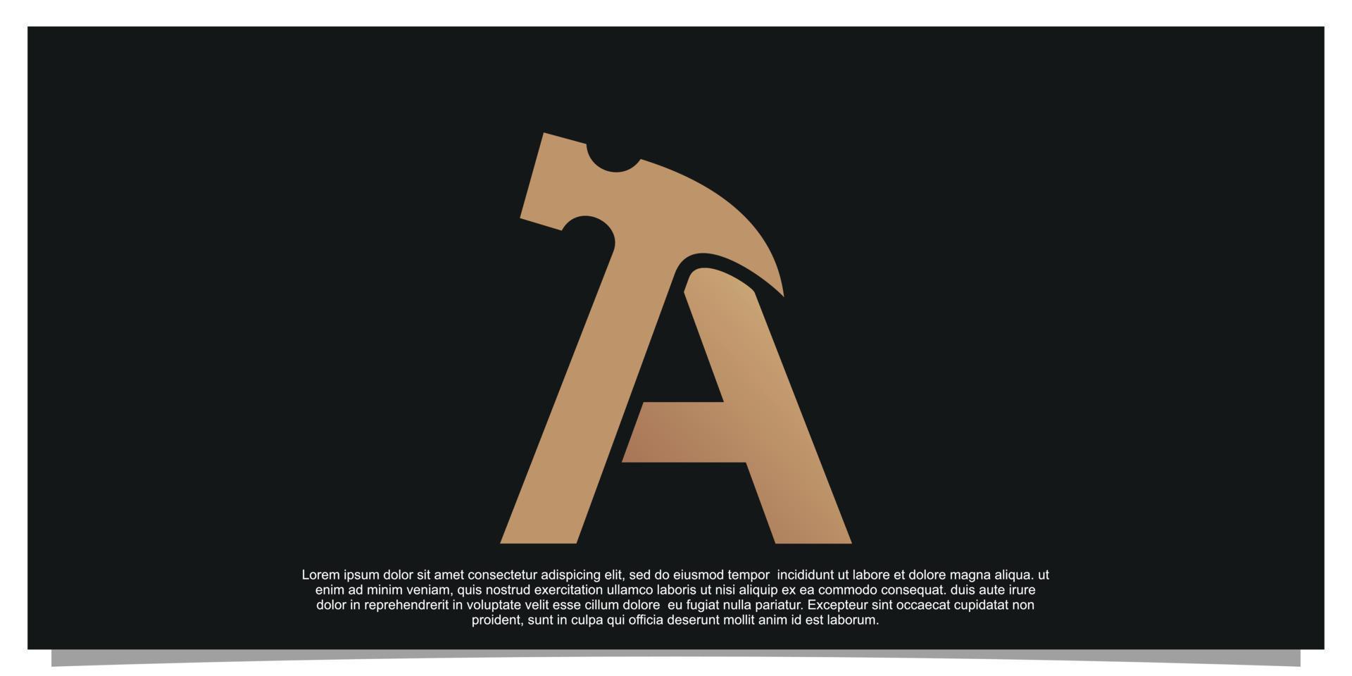 Creative initial letter A with hammer logo design unique concept Premium Vector