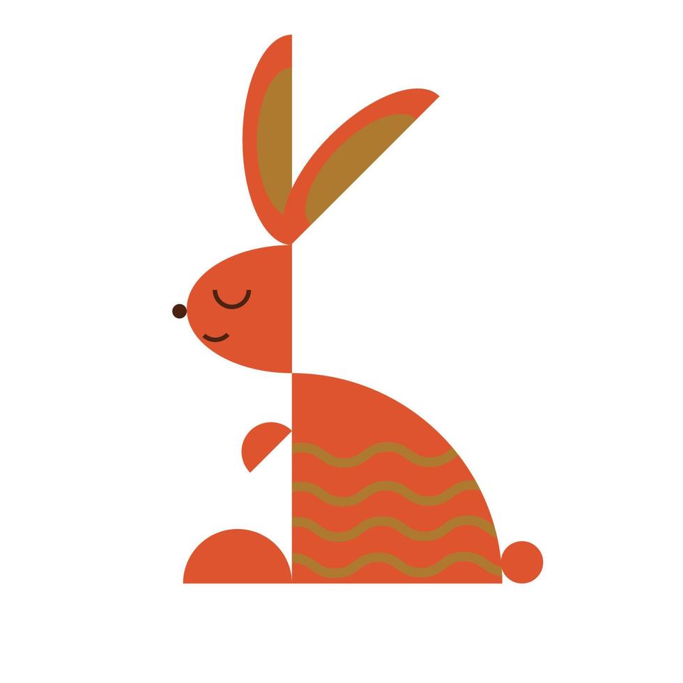 elemento aislado de conejo geométrico de navidad para el año nuevo chino 2023 diseño de arte moderno. ilustración de conejo para el año del conejo, liebre roja, árbol de navidad en estilo plano de geometría abstracta vector