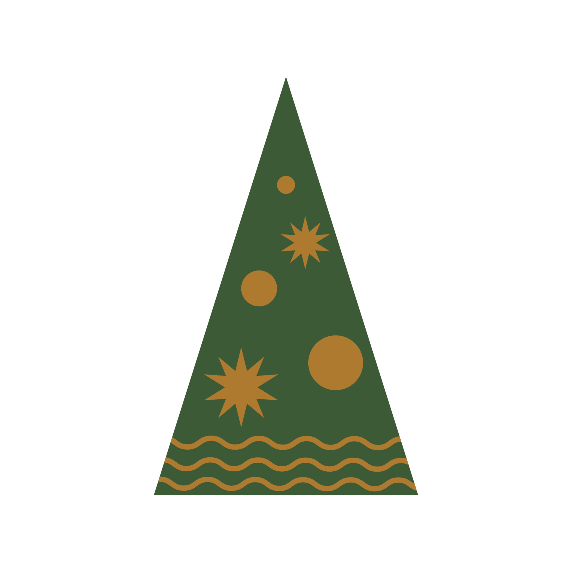 Geometric Christmas tree symbol isolated element. Trendy geometric flat