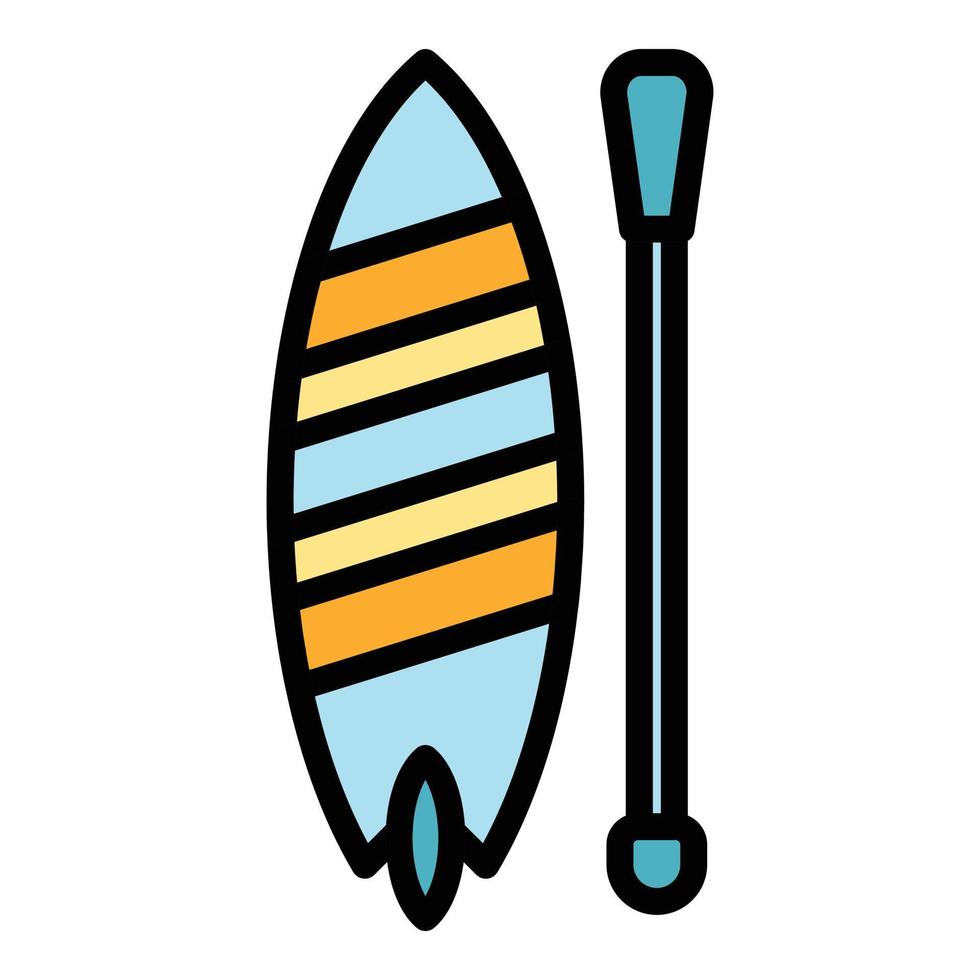 Sup surfing paddle icon color outline vector