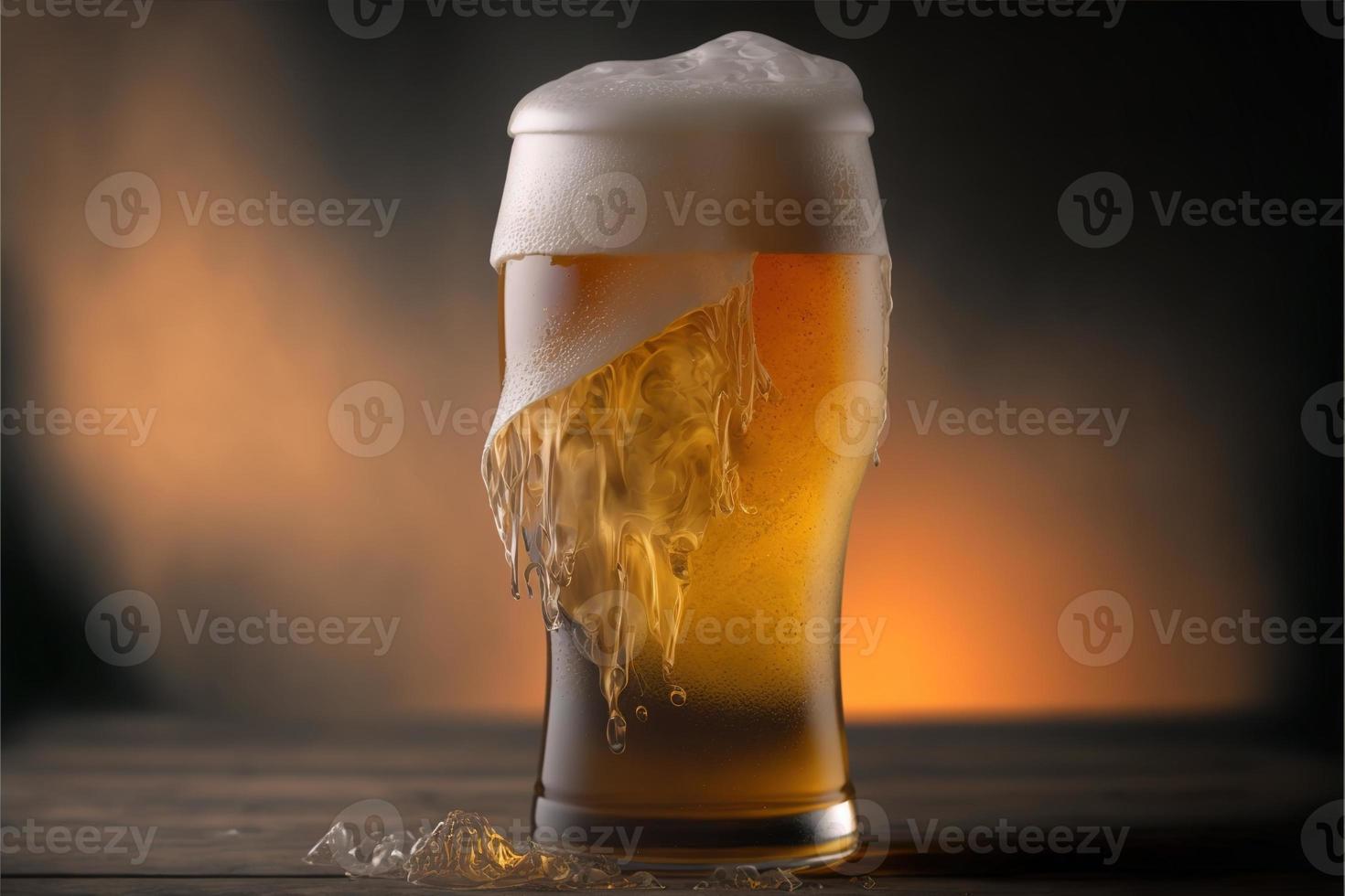 vaso frío lleno de cerveza foto