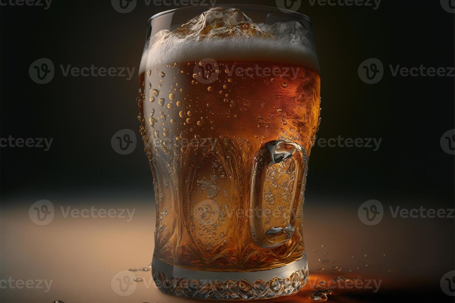 vaso frío lleno de cerveza foto