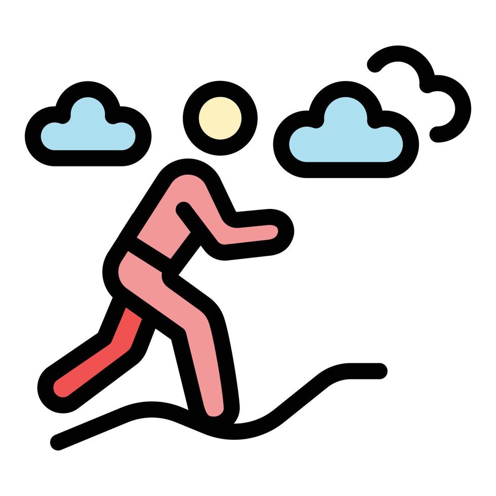Outdoor running icon color outline vector