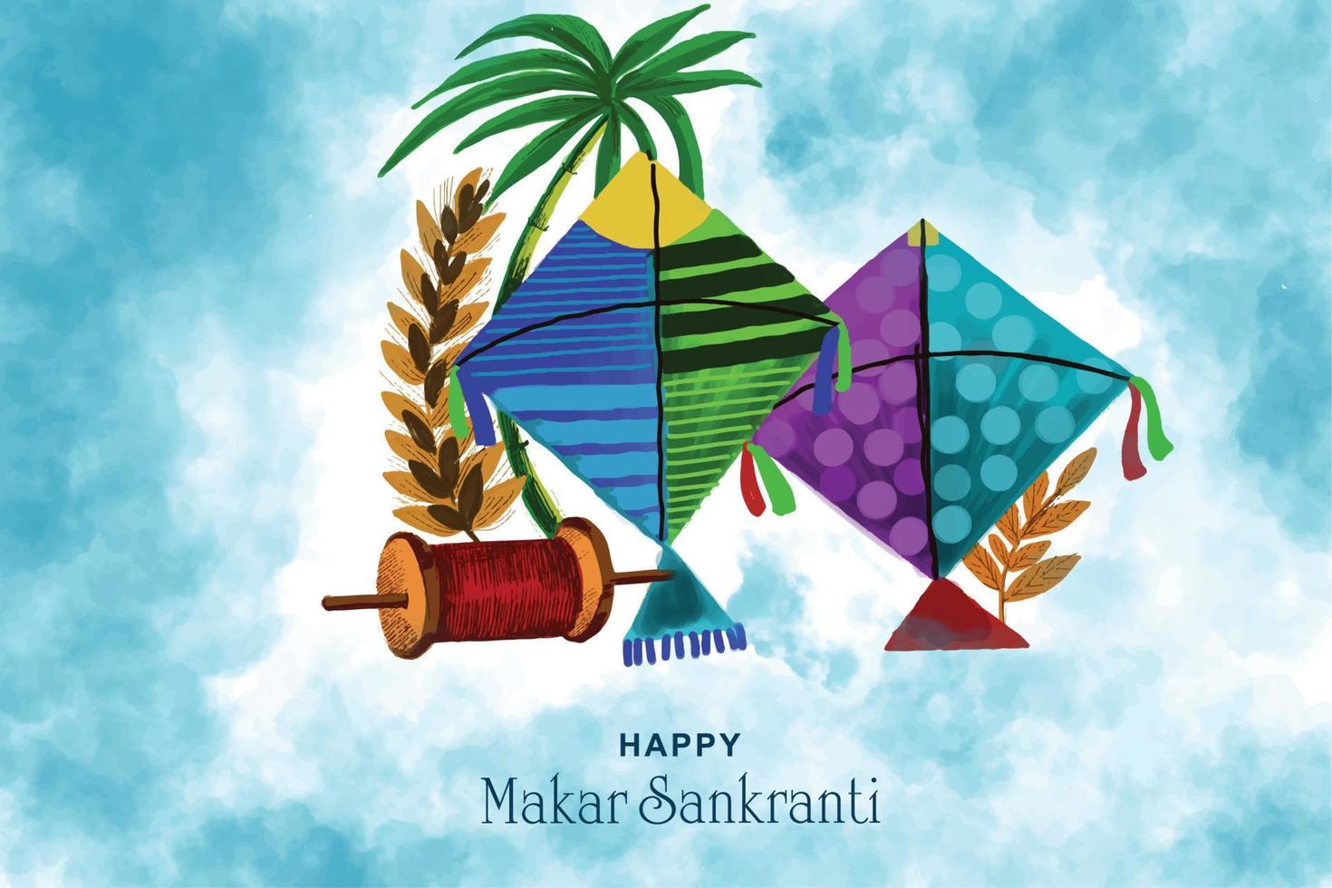 Makar sankranti greeting card holiday background vector