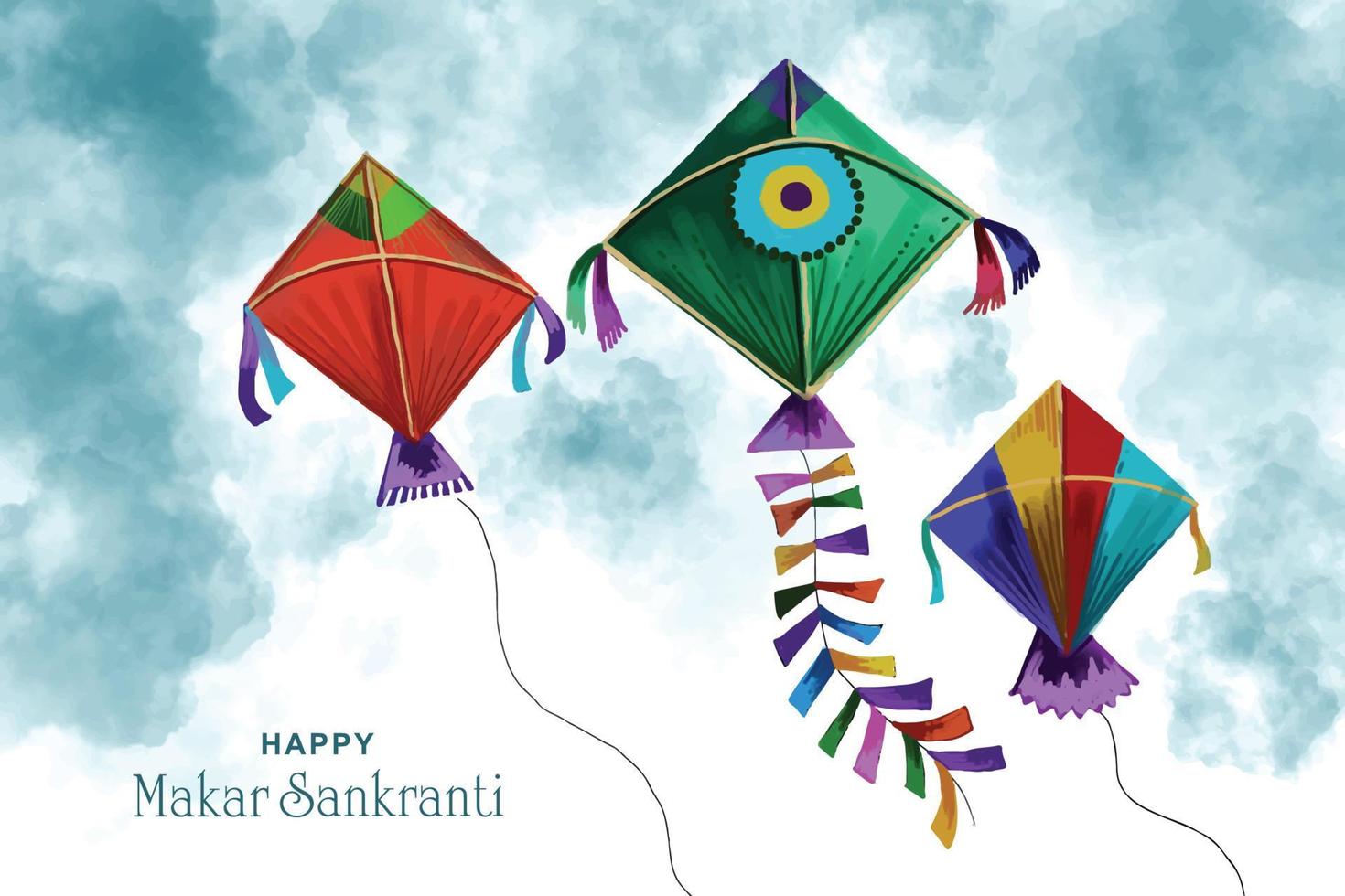 Happy makar sankranti holiday india festival background vector