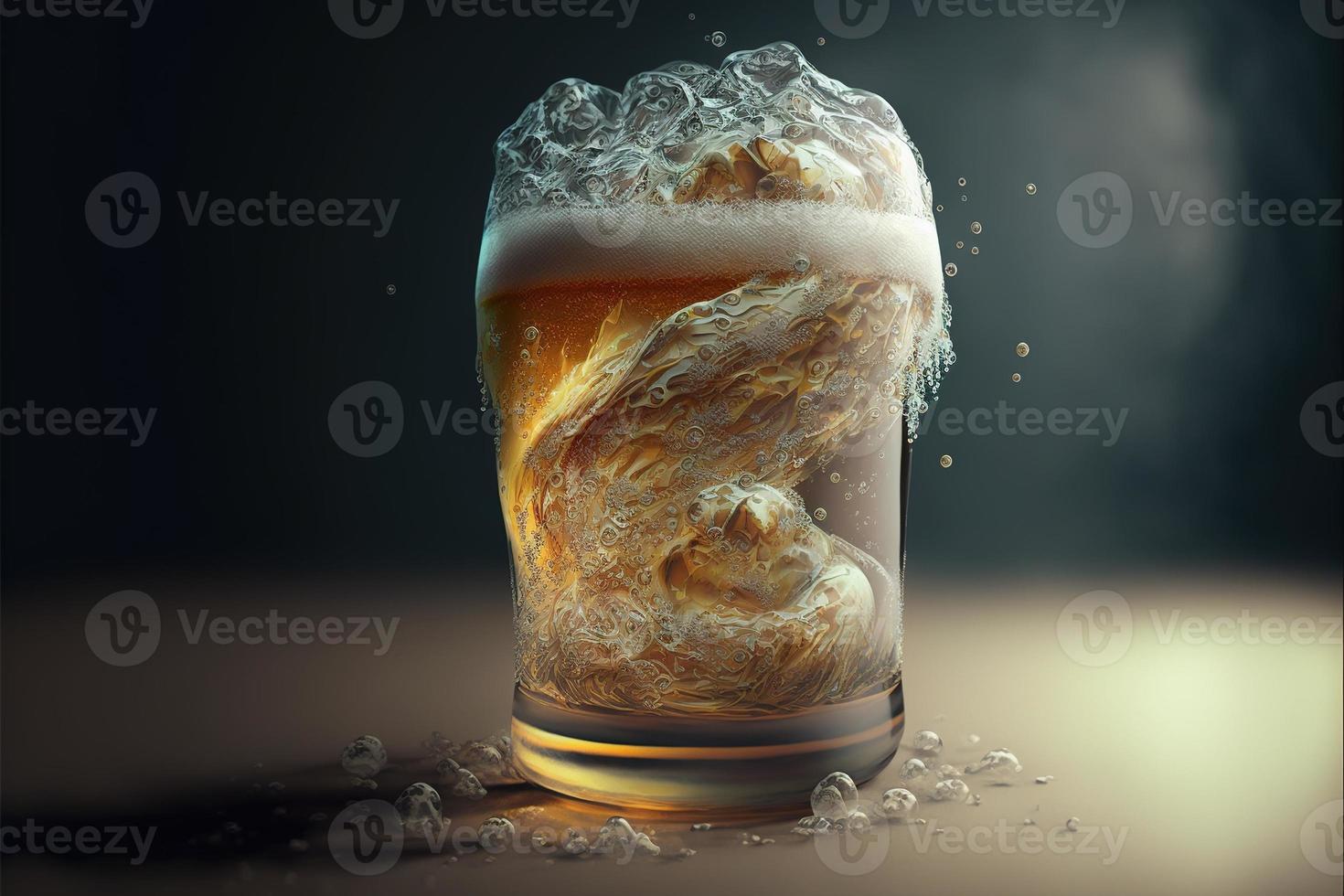 vaso frío lleno de cerveza foto