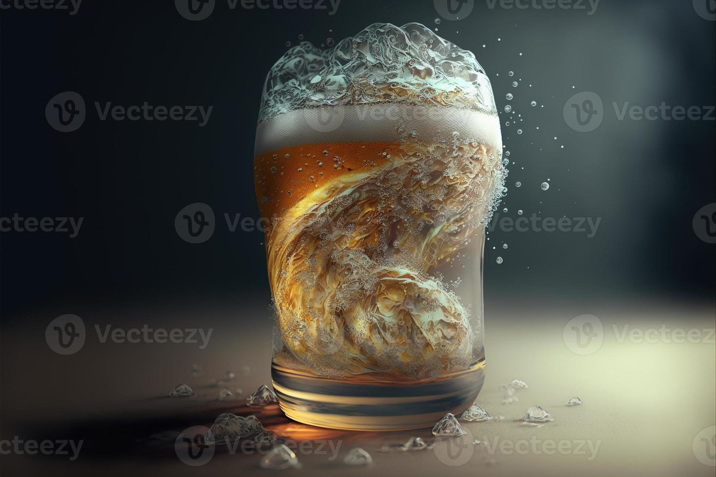 Cold glass filled with beer photo