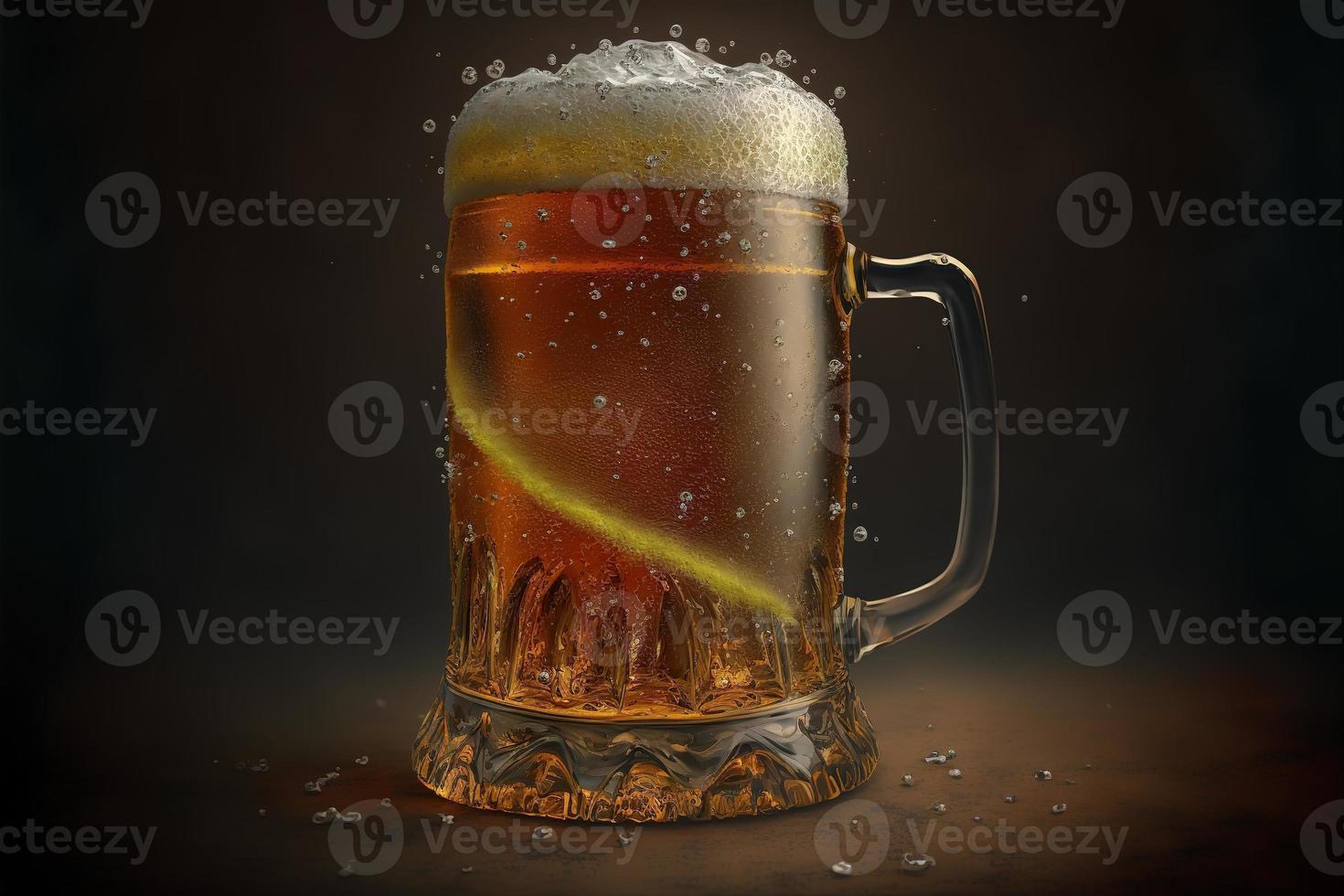 Cold glass filled with beer photo