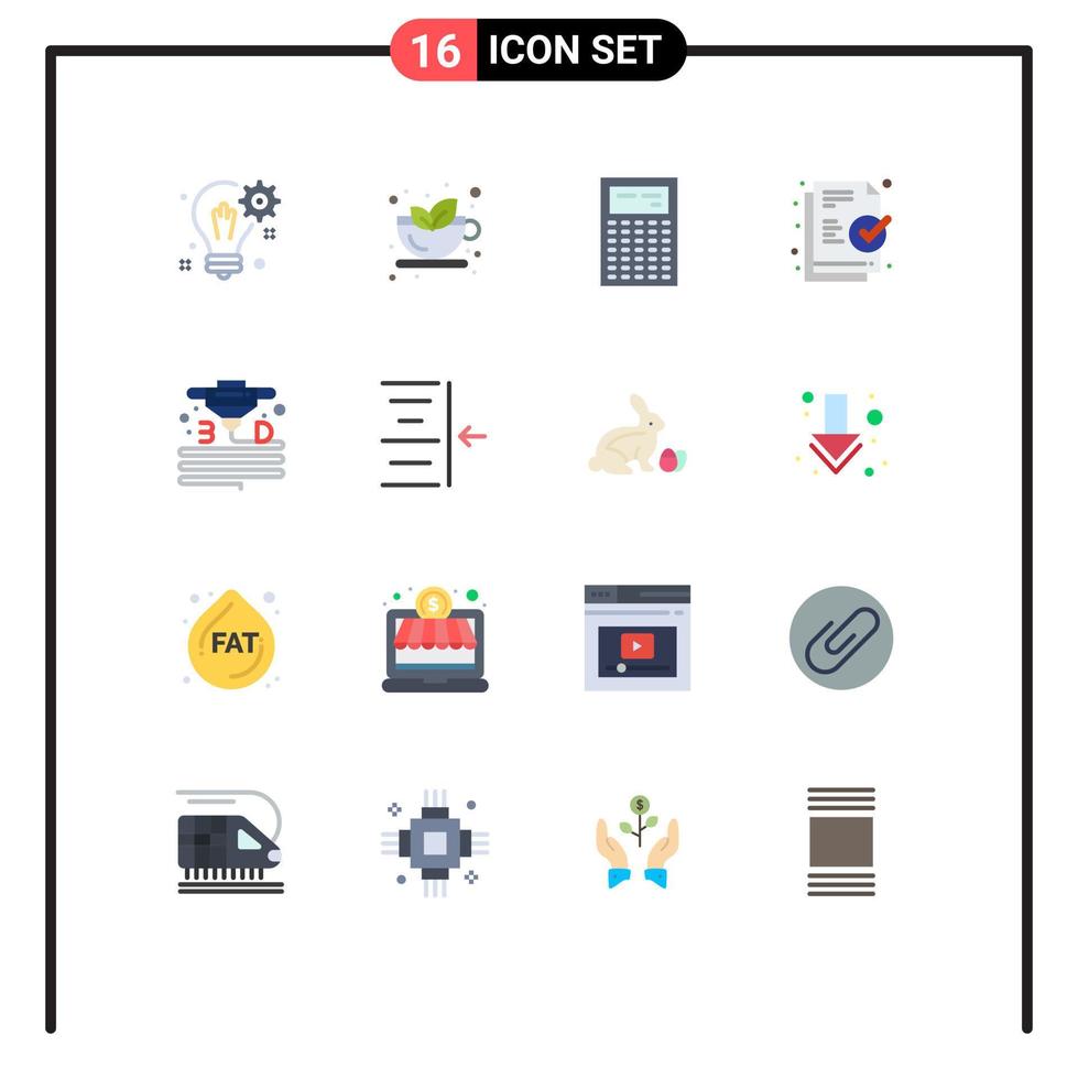 Group of 16 Flat Colors Signs and Symbols for material ready hot file math Editable Pack of Creative Vector Design Elements