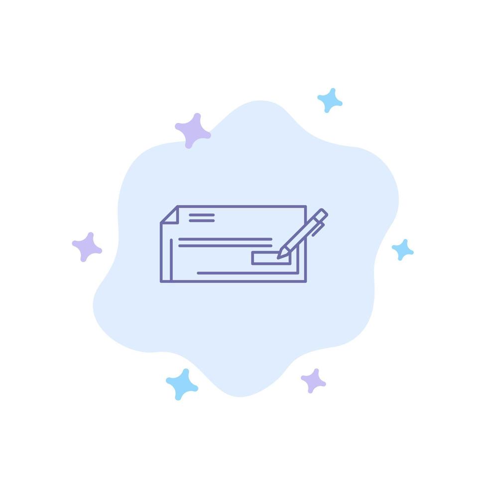 Check Bank Bank Check Business Finance Money Blue Icon on Abstract Cloud Background vector