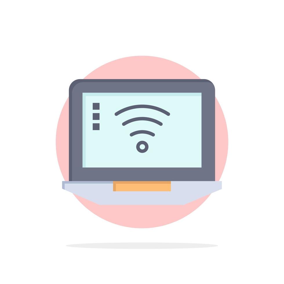 Laptop Computer Signal Wifi Abstract Circle Background Flat color Icon vector