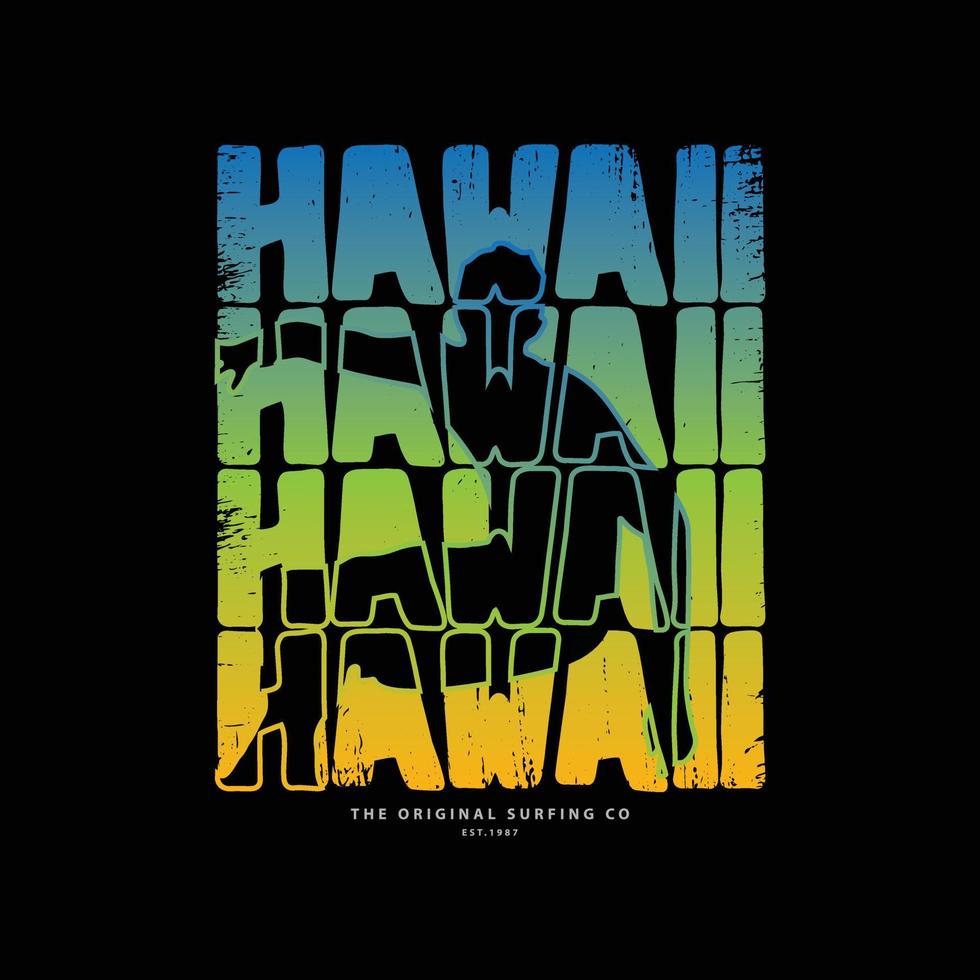 tipografía de ilustración de hawaii. perfecto para el diseño de camisetas vector