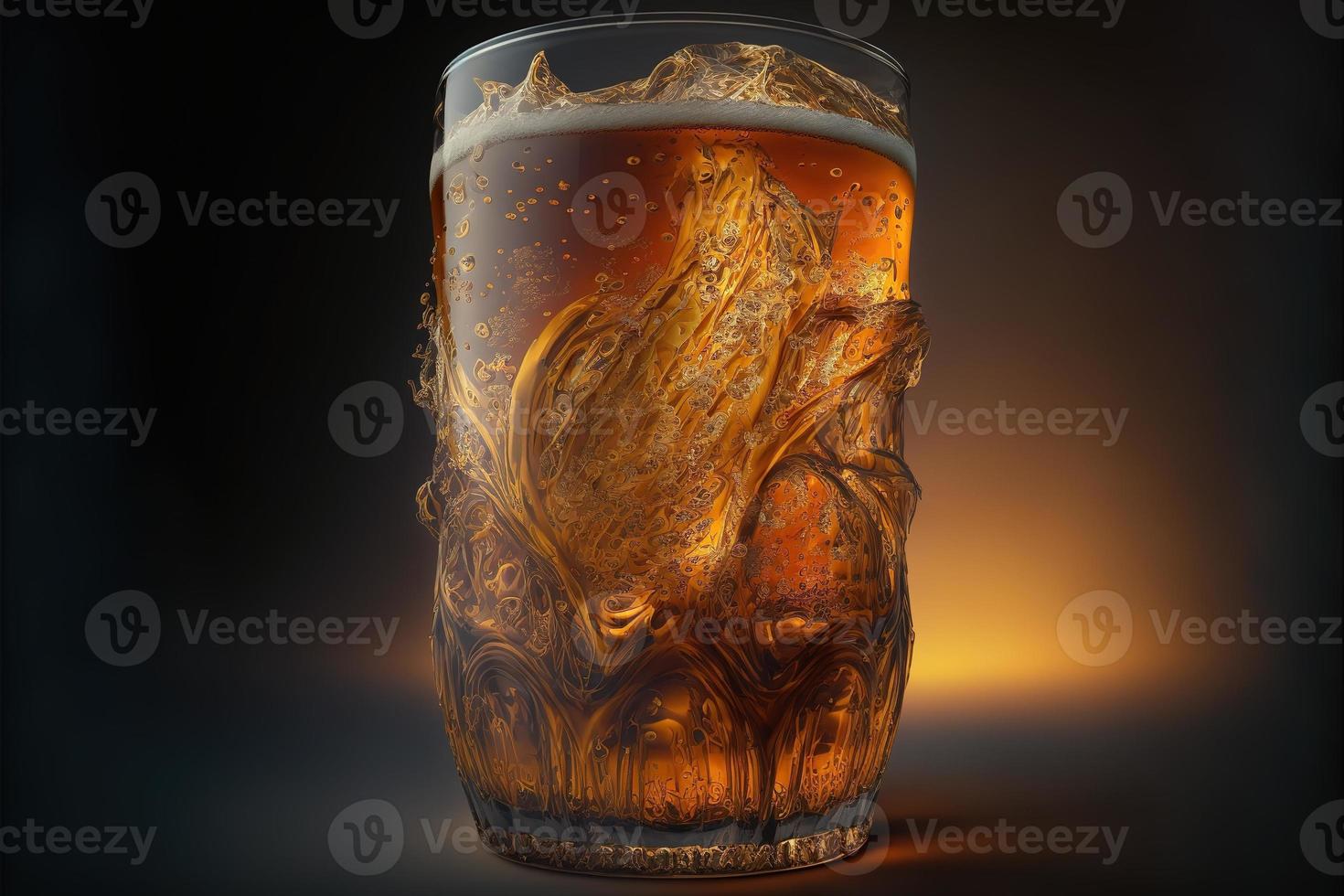 vaso frío lleno de cerveza foto