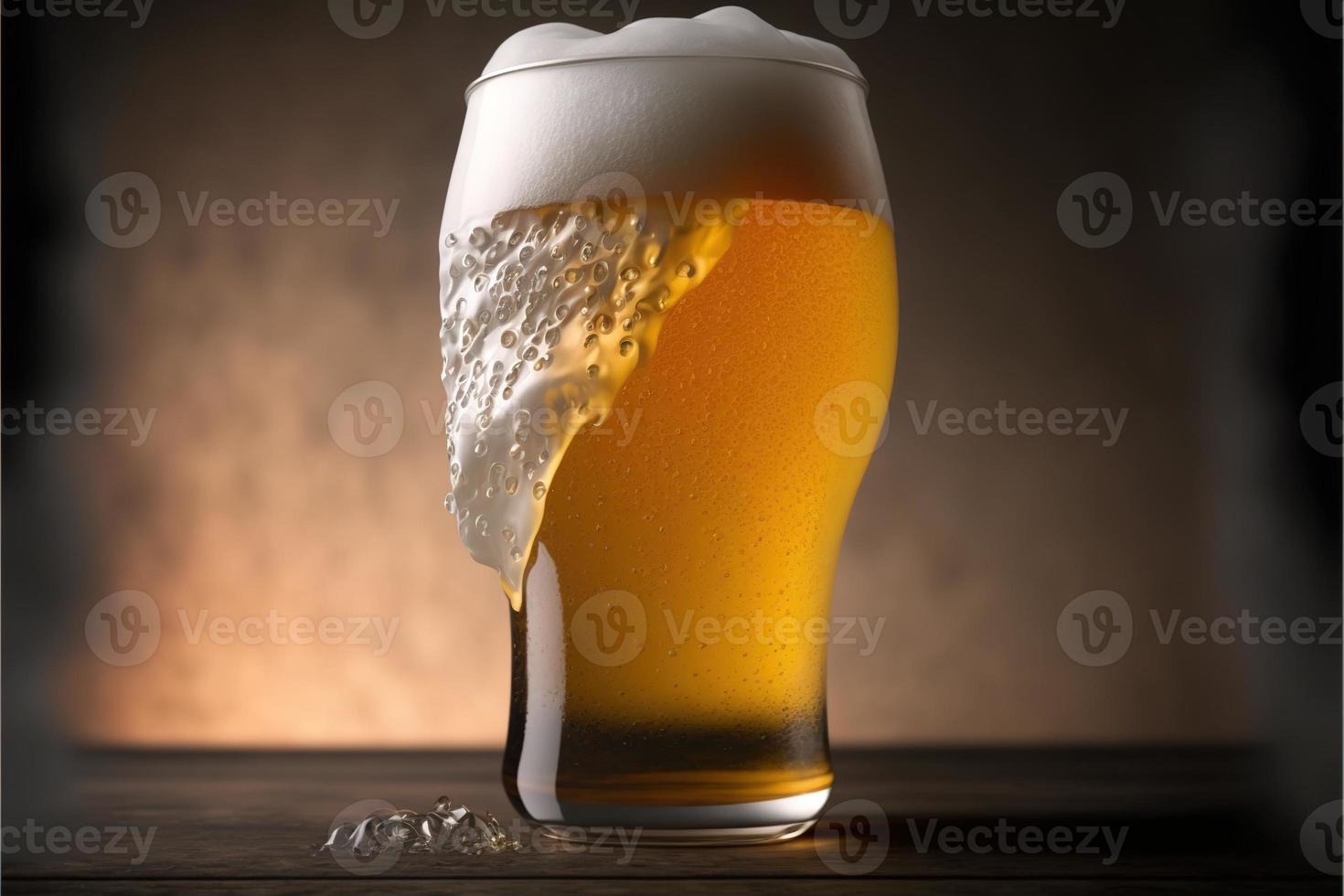 vaso frío lleno de cerveza foto