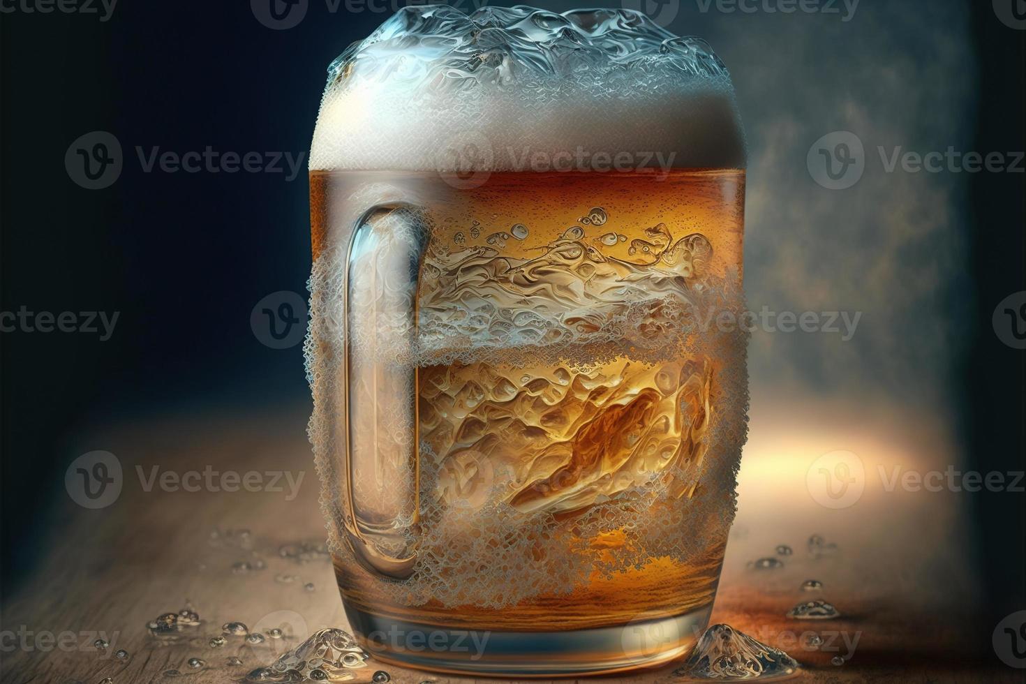 vaso frío lleno de cerveza foto