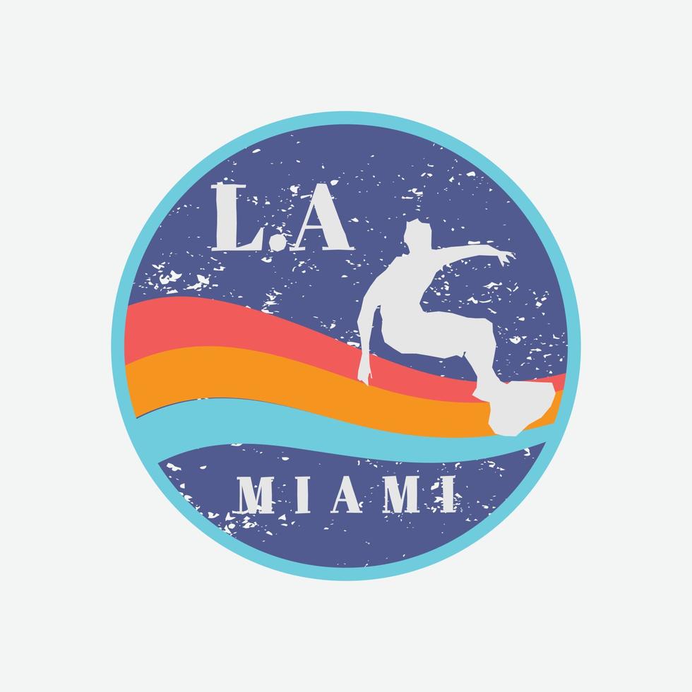 Los angeles, miami surfing illustration typography. perfect for t shirt design vector