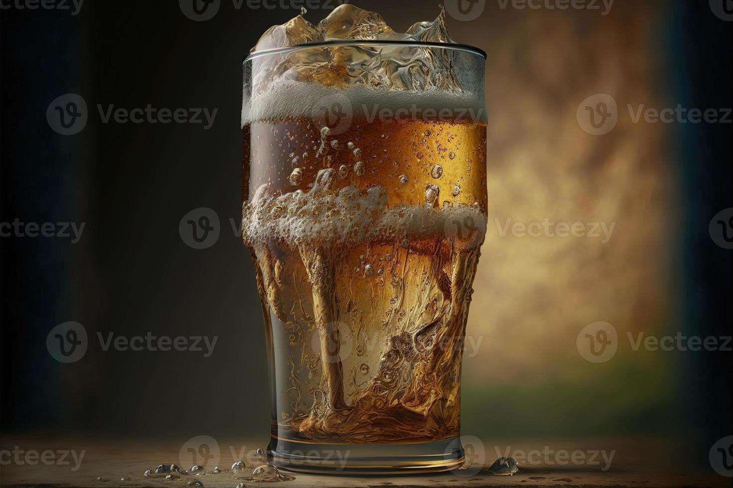 vaso frío lleno de cerveza foto