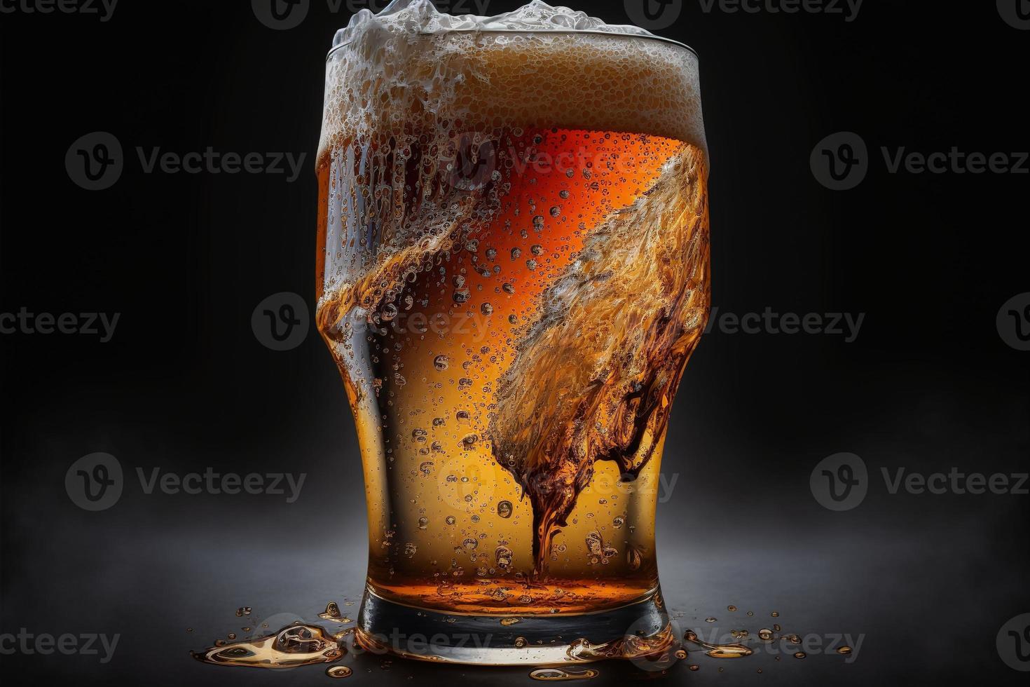 Cold glass filled with beer photo