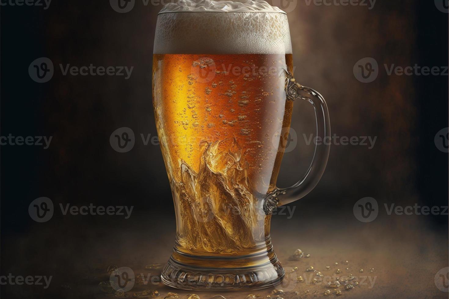 vaso frío lleno de cerveza foto