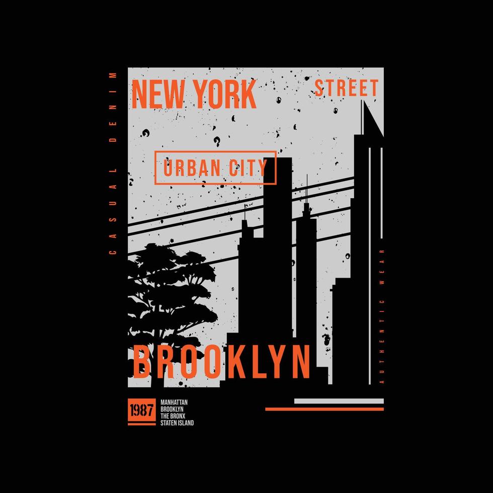 ilustración vectorial y tipografía de nueva york brooklyn, perfecta para camisetas, sudaderas con capucha, estampados, etc. vector