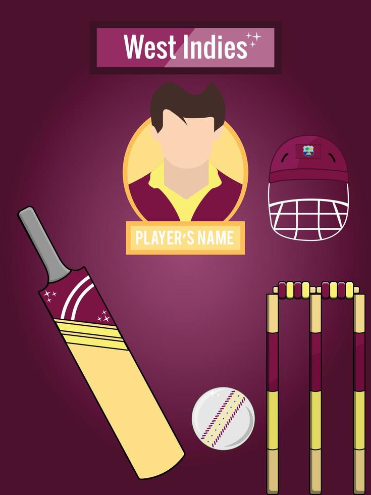 Cricket Icons Set for West Indies Team vector