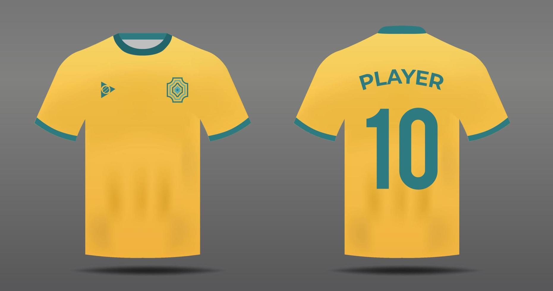 Soccer jersey for Australia national team with front and back view vector