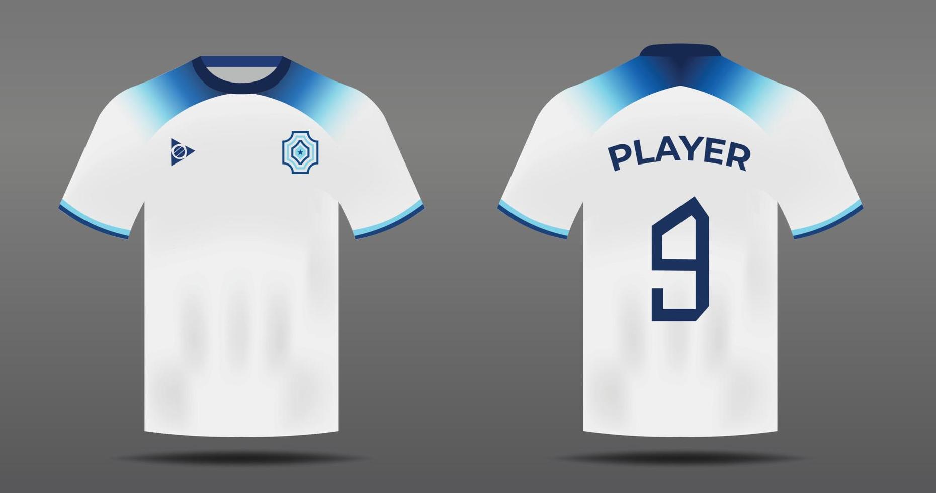 Soccer jersey for England national team with front and back view vector