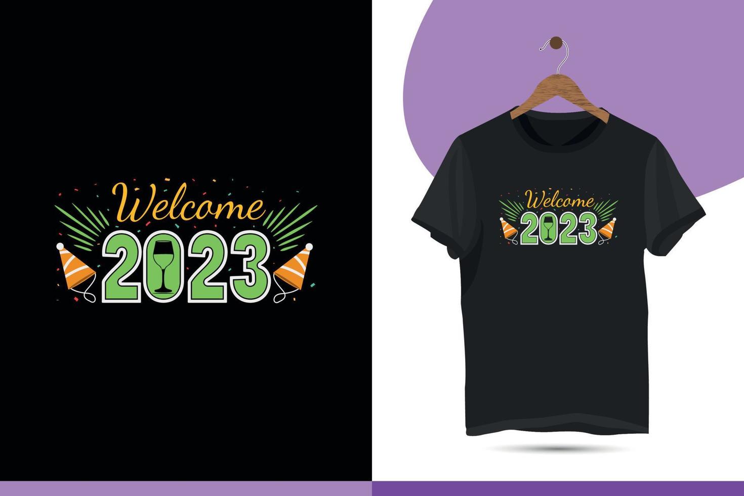 Welcome 2023. Funny happy new year vector design template.