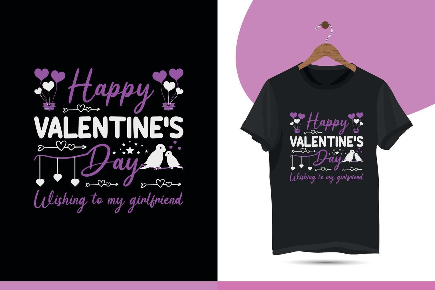 feliz día de san valentín deseando a mi novia - plantilla de diseño de camiseta única del día de san valentín. plantilla de tarjeta de felicitación de san valentín para imprimir en tazas, bolsos, almohadas, camisetas y artículos de impresión personalizados. vector