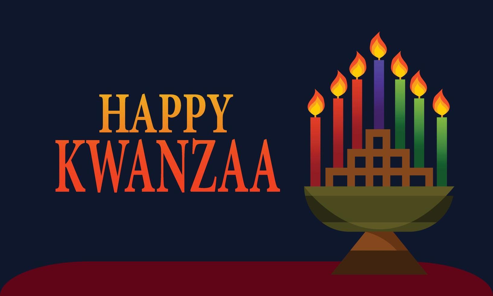 bandera kwanzaa. concepto tradicional de diseño de vacaciones étnicas afroamericanas con velas encendidas y adornos. ilustración vectorial vector