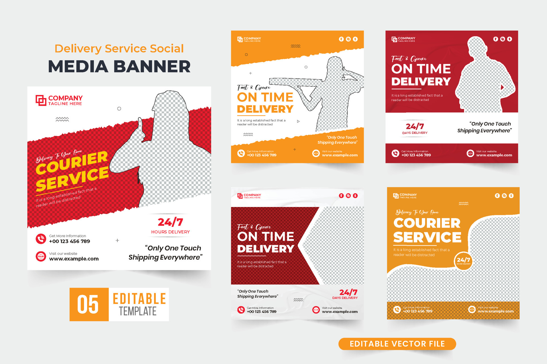 Modern Home Delivery Service Poster Design Collection With Red And modern-home-delivery-service-poster-design-collection-with-red-and