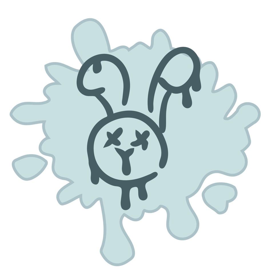 Doodle dripping bunny face print, great design for any purposes. vector