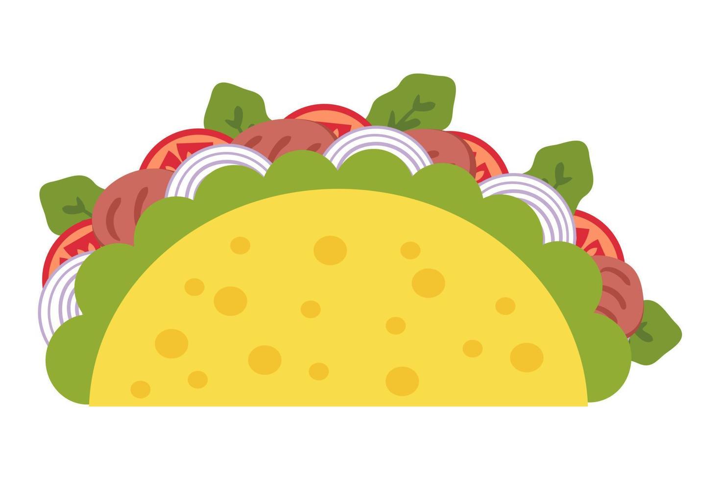 Carne asada mexican fastfood taco in flat style. vector