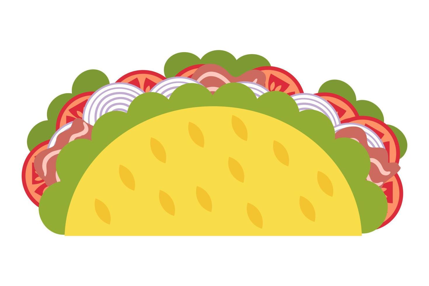 carnitas de cerdo taco de comida rápida mexicana en estilo plano. vector