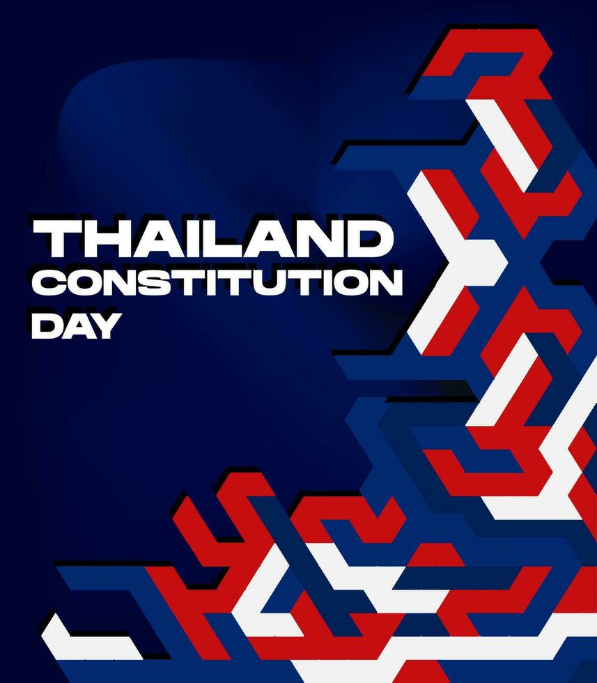 thailand constitution day with isometric color and gradient blue background vector