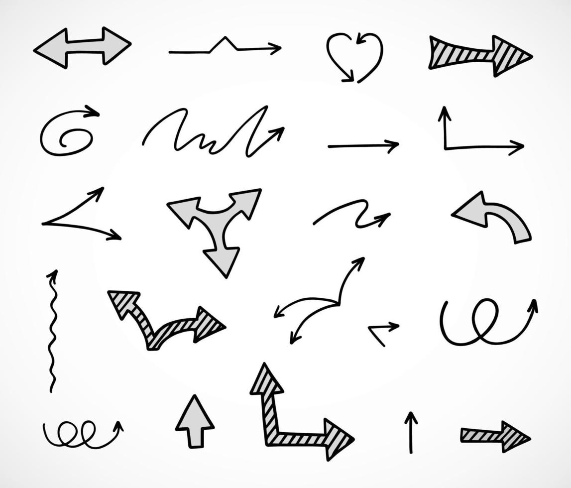 Vector set of hand drawn arrows, elements for presentation