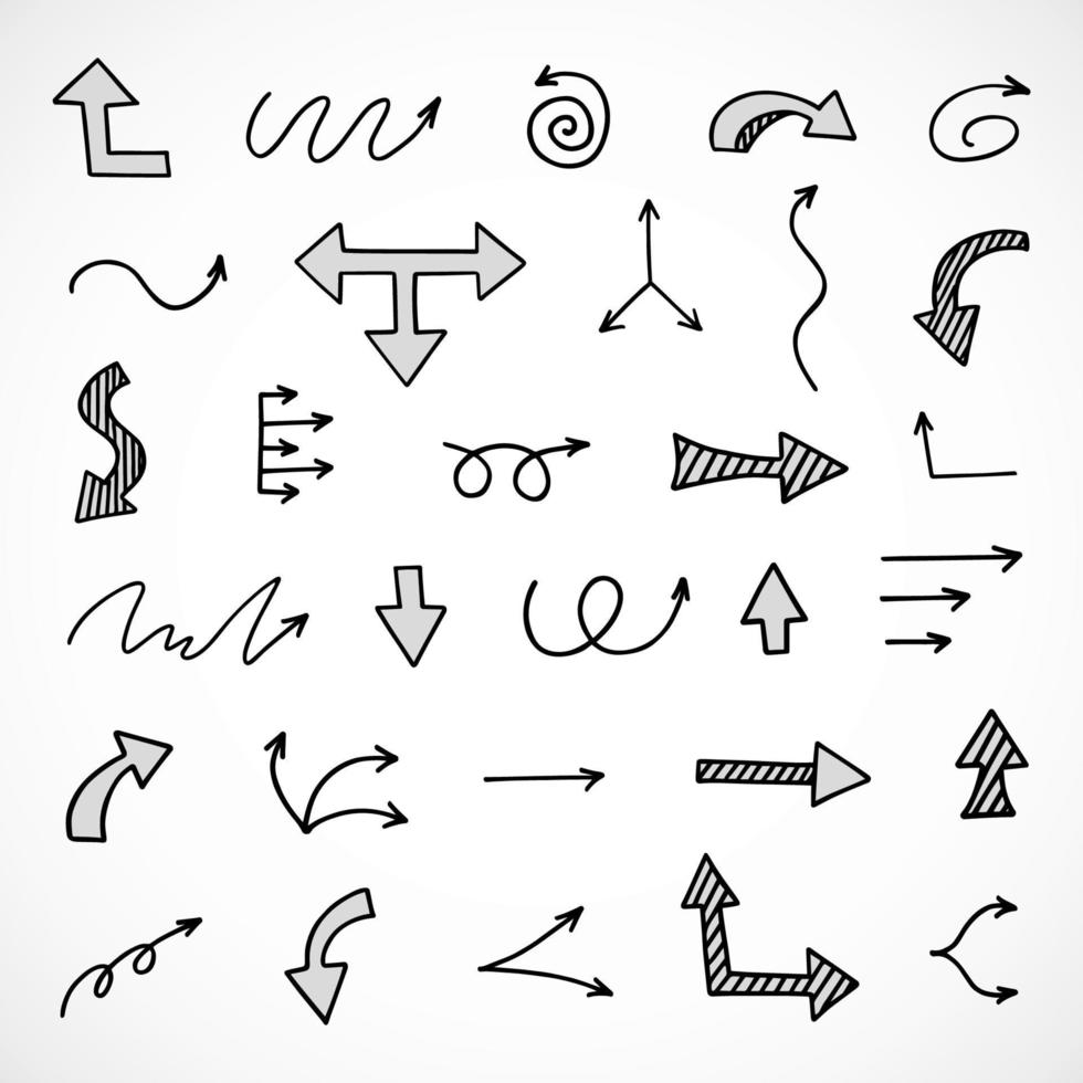 Vector set of hand drawn arrows, elements for presentation