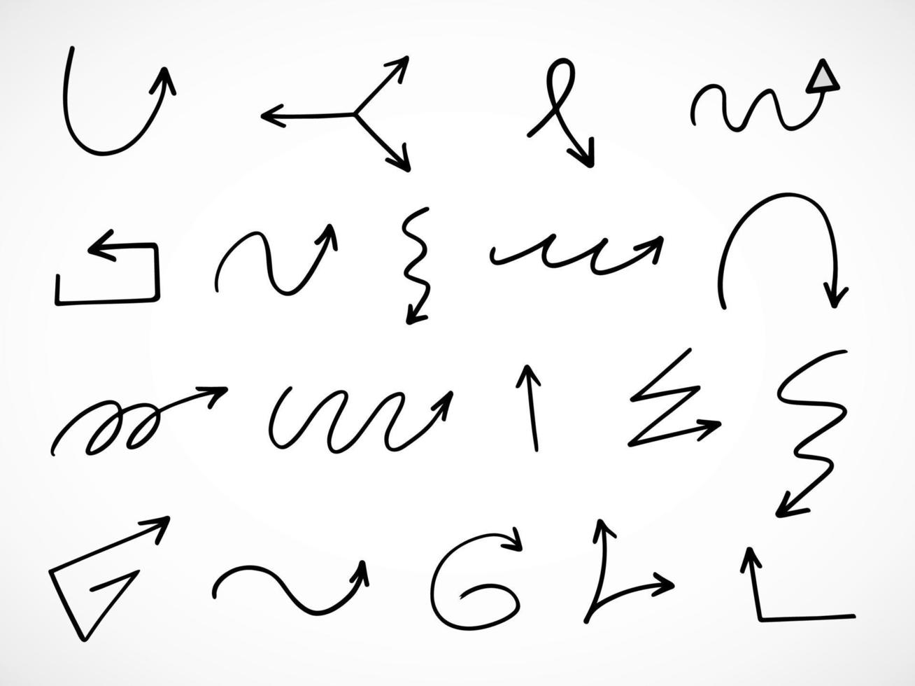 Vector set of hand drawn arrows, elements for presentation