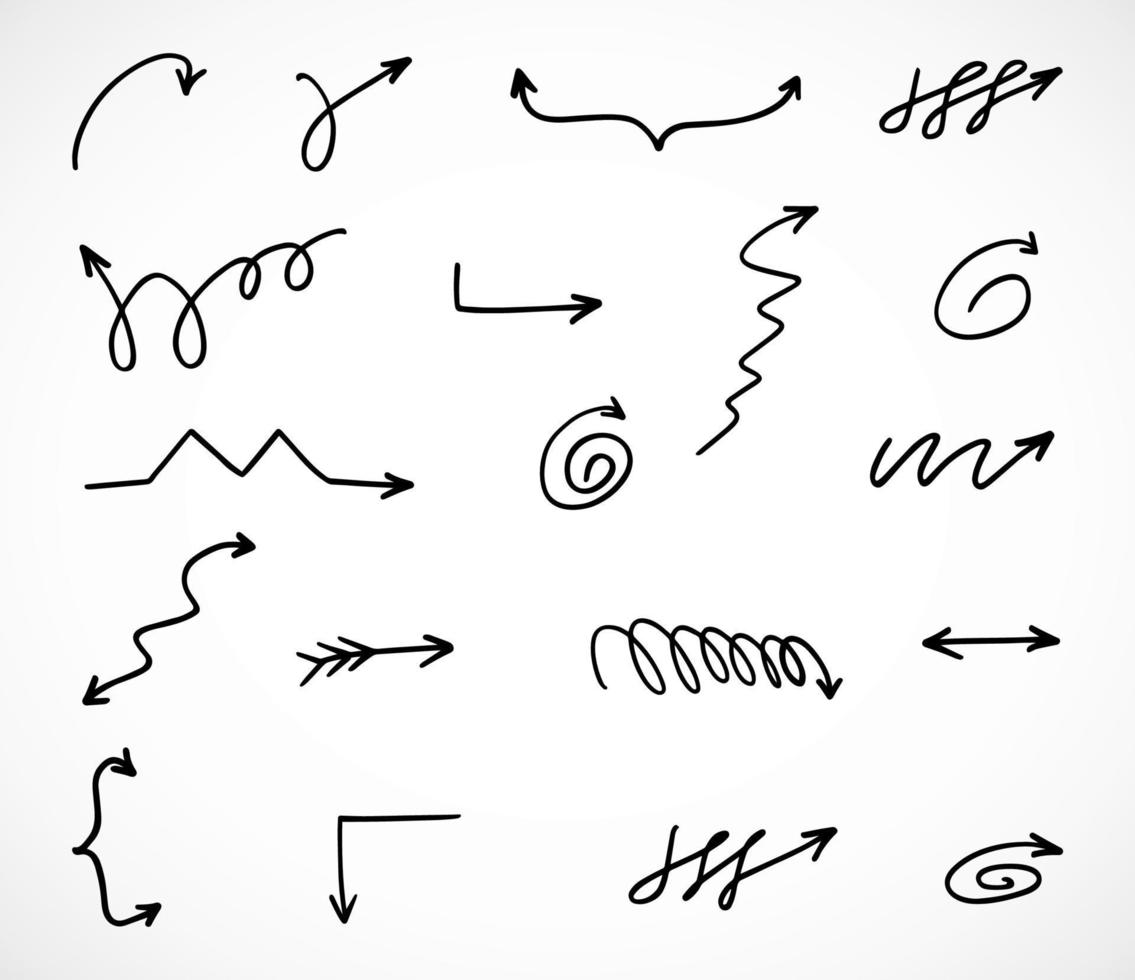 Vector set of hand drawn arrows, elements for presentation