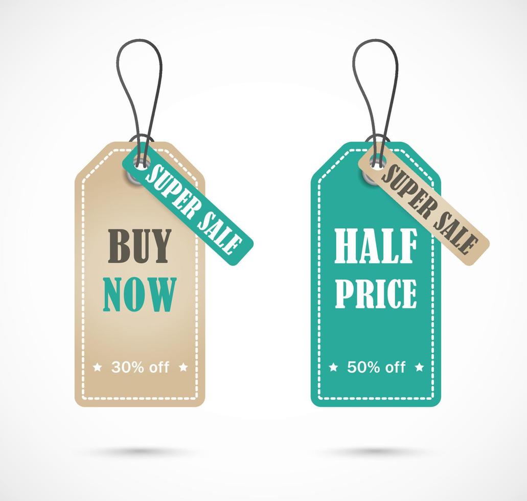 Price tag on a string, banner, label, sticker. Coupon sale, offers and promotions vector template. Shop price tag, retail, commerce, shopping. Advertising for your business