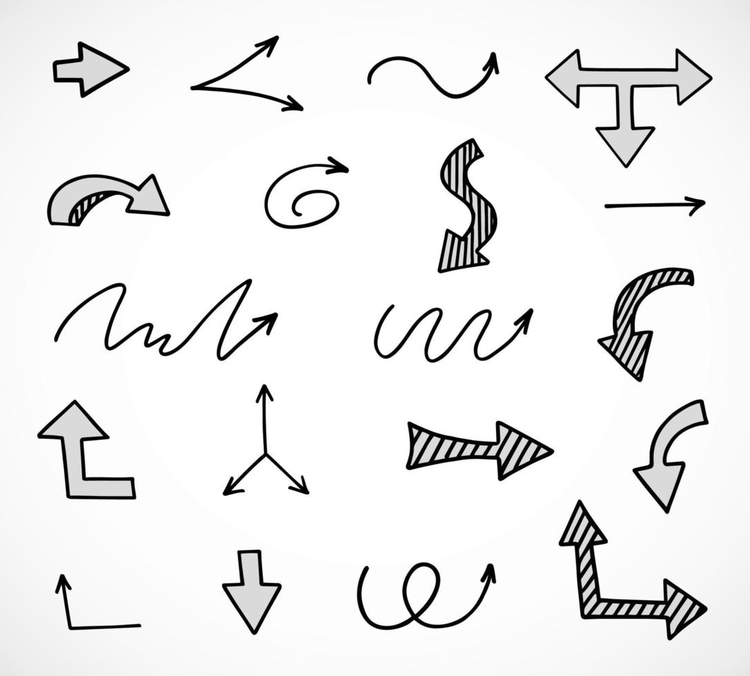 Vector set of hand drawn arrows, elements for presentation