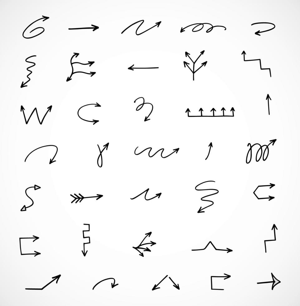 Vector set of hand drawn arrows, elements for presentation