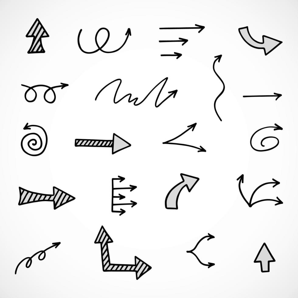 Vector set of hand drawn arrows, elements for presentation