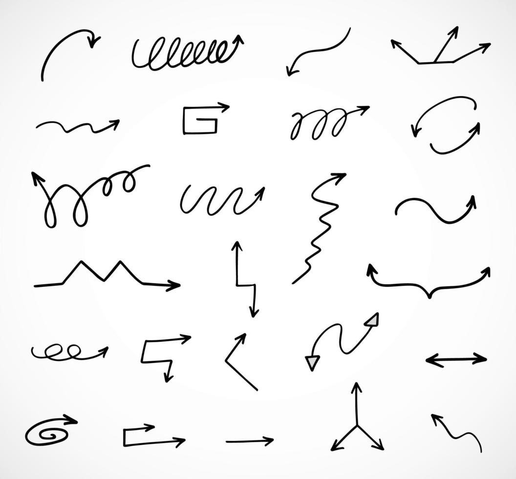 Vector set of hand drawn arrows, elements for presentation