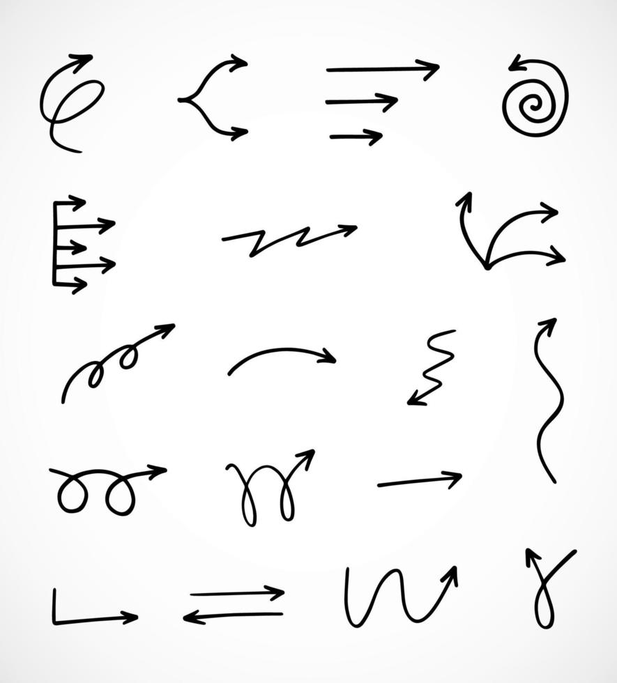 Vector set of hand drawn arrows, elements for presentation