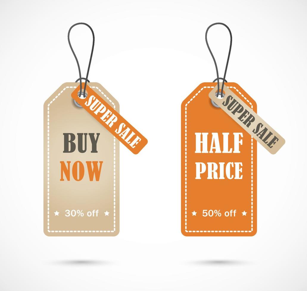 Price tag on a string, banner, label, sticker. Coupon sale, offers and promotions   vector template. Shop price tag, retail, commerce, shopping. Advertising for your   business